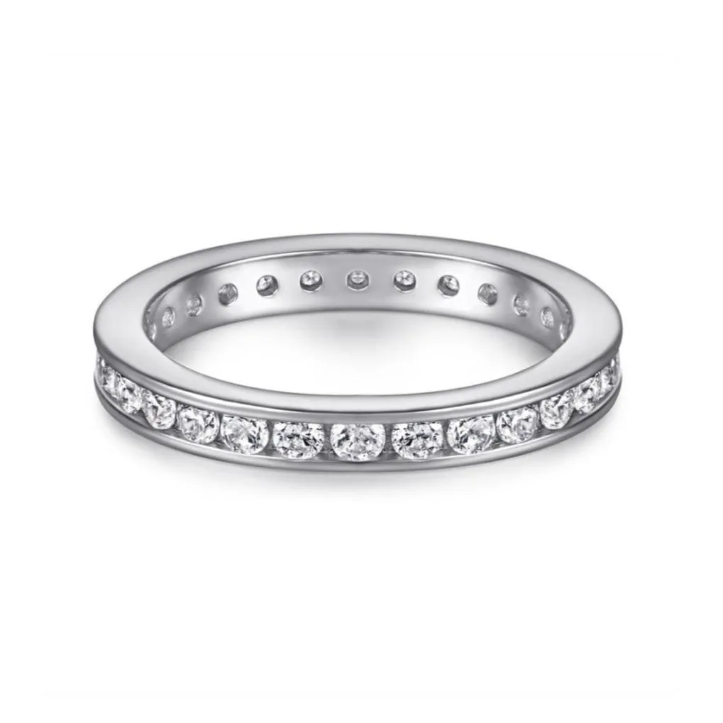 1 Carat TW Round Cut Channel Set Full Eternity Wedding Band Ring