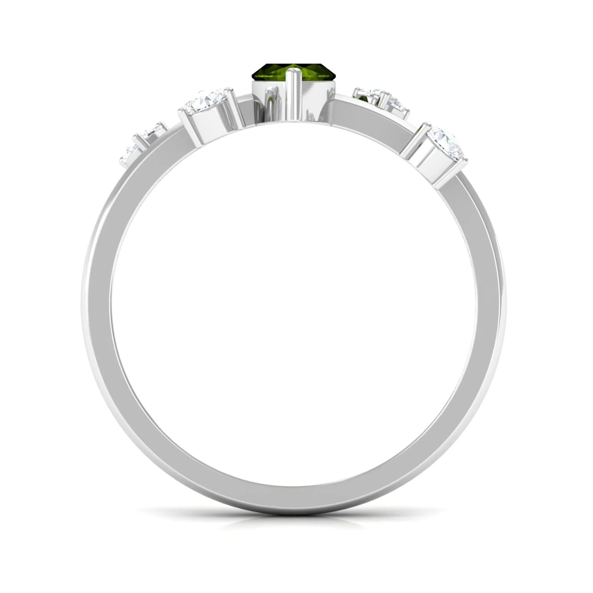 1 CT Marquise Cut Peridot Scatter Ring with Diamond Stones