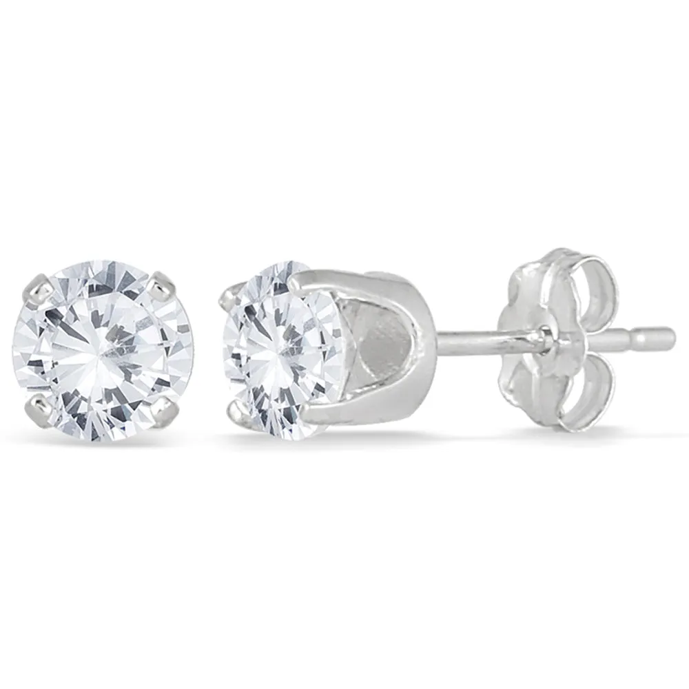 1 Ctw Genuine Diamond Solitaire Earrings In 14K White Gold