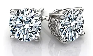 1.00 Carat T.W. Round Brilliant Cut White Gold Diamond Studs