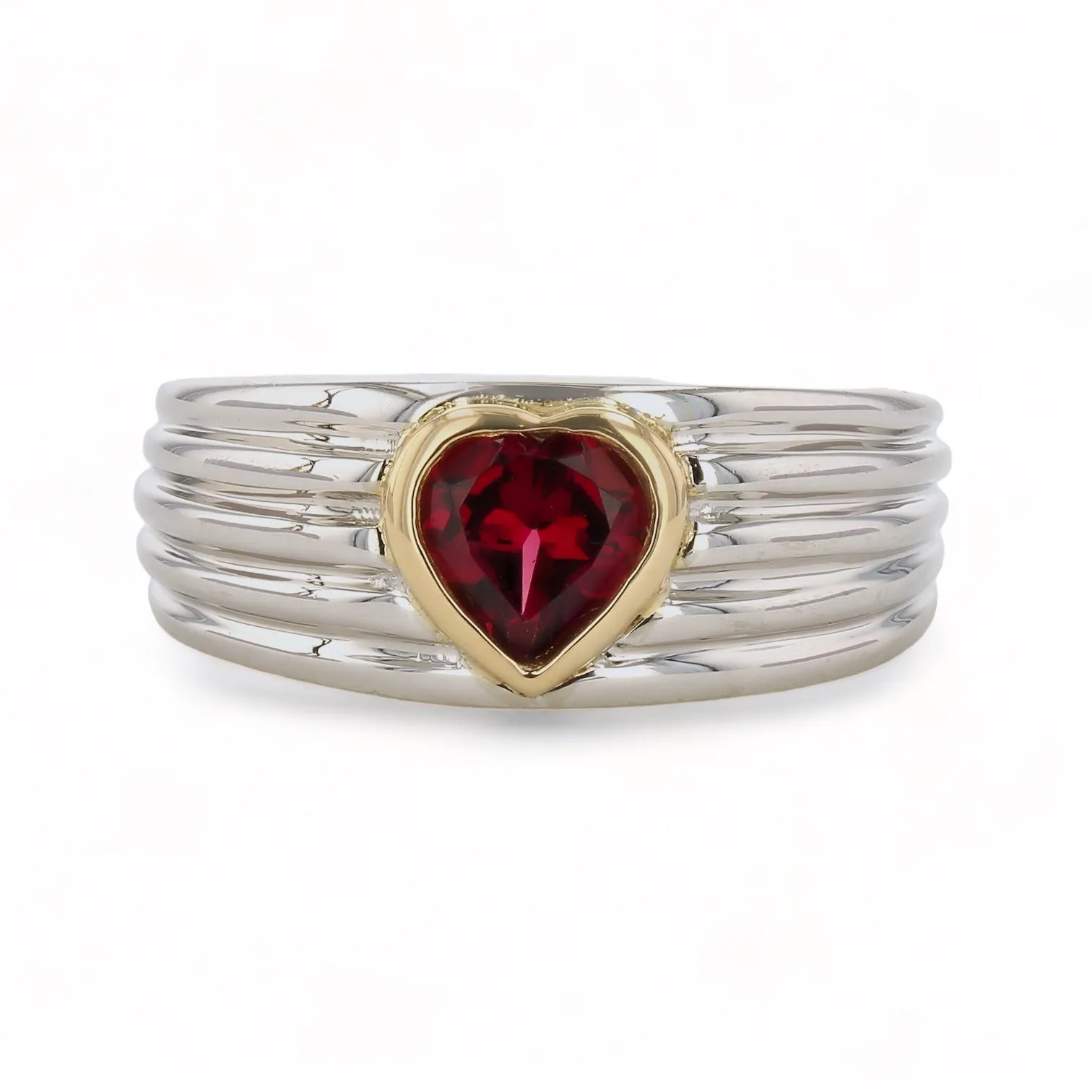 10k White gold channel ring pink tourmaline heart accent ring-2222