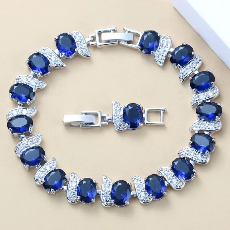 12-Color Mystic Rainbow Stone CZ Jewelry Women Costume 925 Mark Chain Bracelet Bangle Adjustable Length 18 3CM