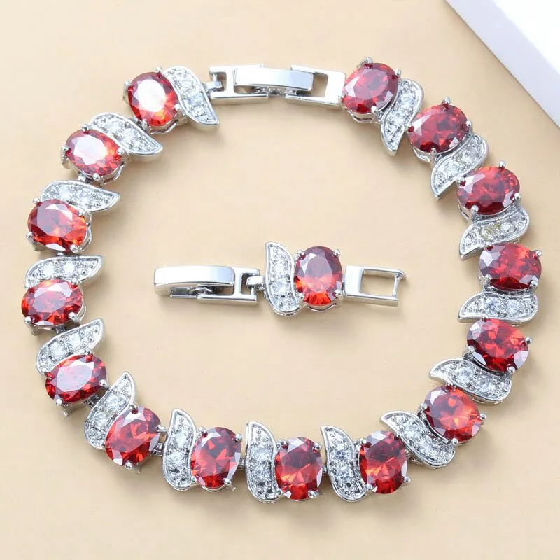 12-Color Mystic Rainbow Stone CZ Jewelry Women Costume 925 Mark Chain Bracelet Bangle Adjustable Length 18 3CM