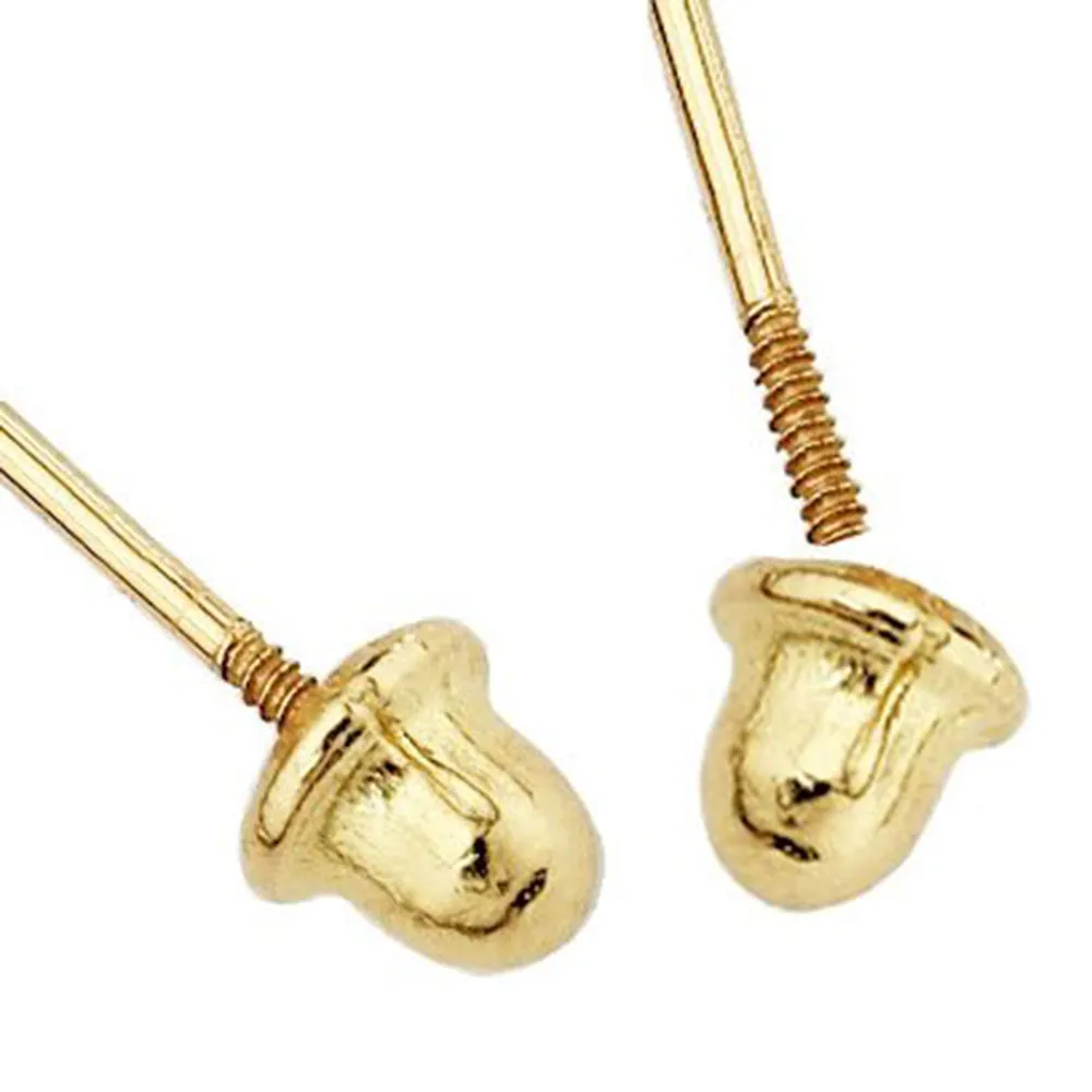 14K Gold CZ Cute Tiny Mouse Rat Stud Earrings