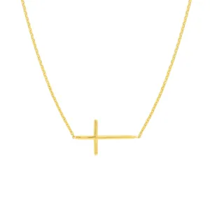 14k Gold Mini Sideways Cross Necklace