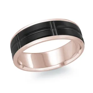 14K Rose Gold Ring from the Titanium Collection by Malo - MRDTI-008-7P