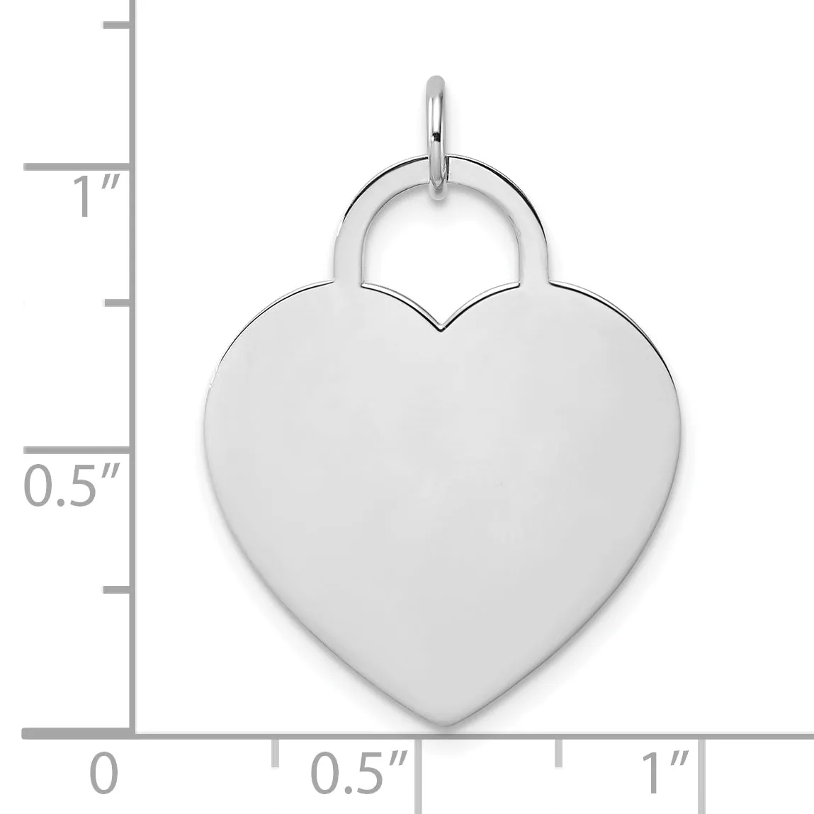 14k White Gold Heart Disc Shape Charm Pendant