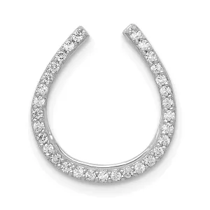 14k White Gold Polished Finish Flat Back 1.155CT Diamond Horseshoe Chain Slide Pendant will not fit omega chain