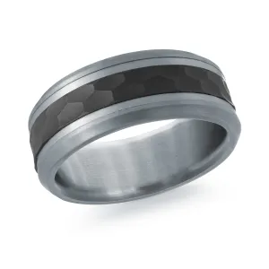 14K White Gold with Carbon Fiber Ring from the Tantalum Collection by Malo - MRDTC-004-8WB