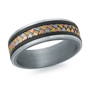 14K White Gold with Tri-Metal Weave Ring from the Tantalum Collection by Malo - MRDTS-009-7WT