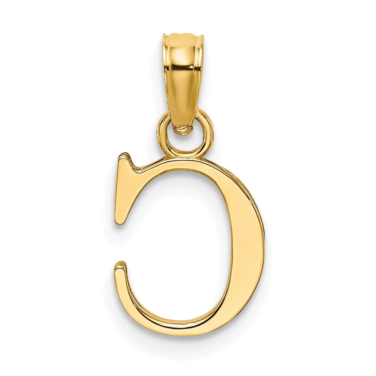 14K Yellow Gold Block Design Small Letter C Initial Charm Pendant