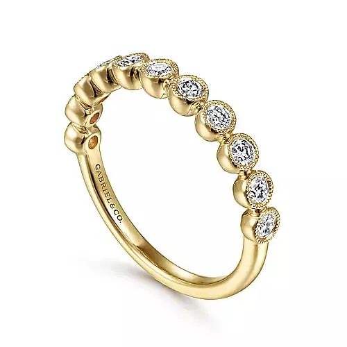 14K Yellow Gold Diamond Stackable Ring