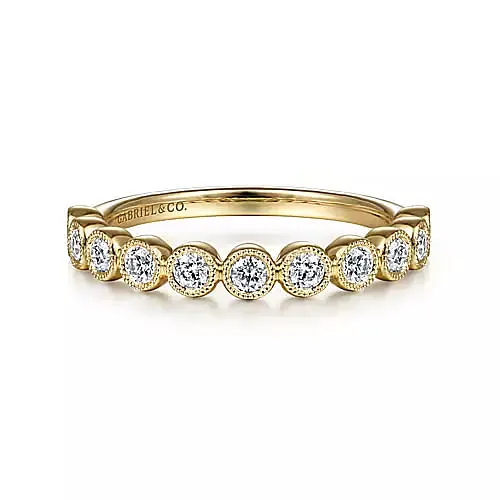 14K Yellow Gold Diamond Stackable Ring