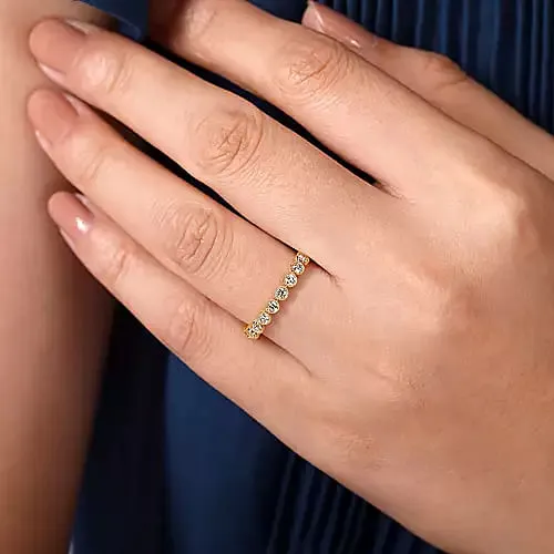 14K Yellow Gold Diamond Stackable Ring