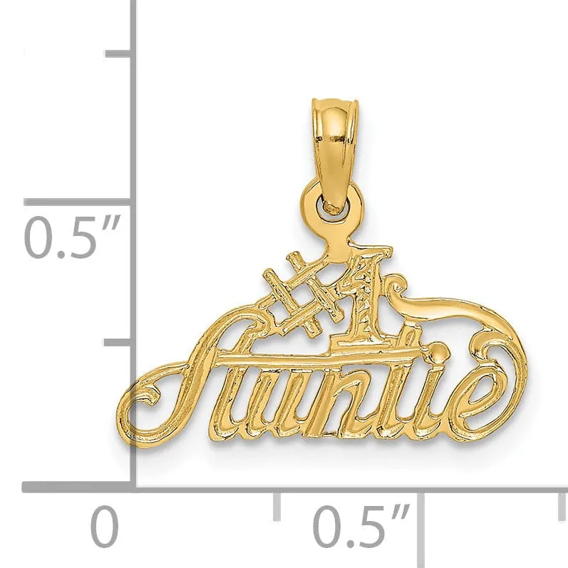 14k Yellow Gold Flat Back Polished Finish #1 AUNTIE Charm Pendant