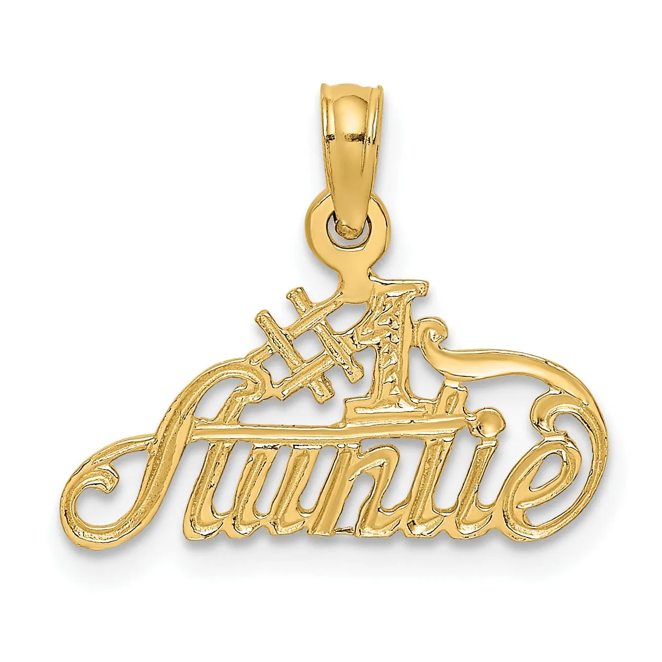 14k Yellow Gold Flat Back Polished Finish #1 AUNTIE Charm Pendant