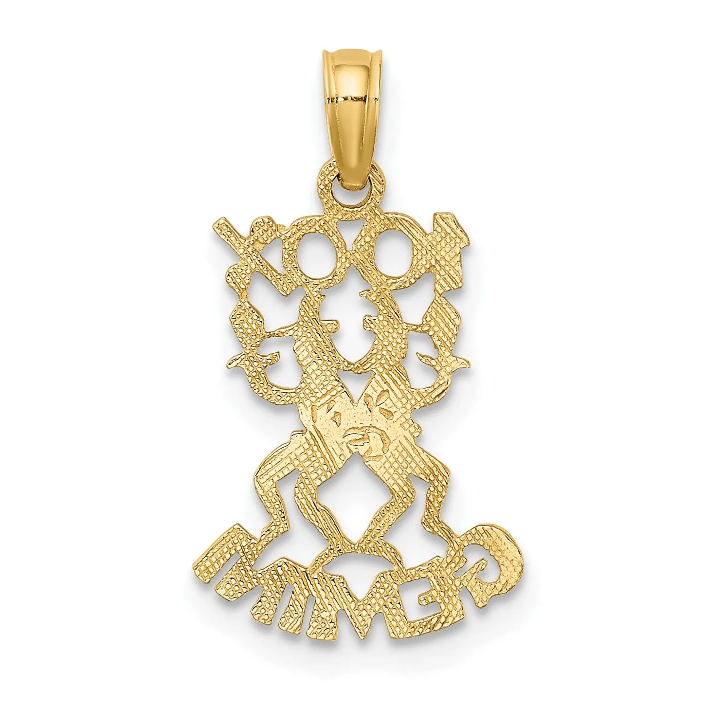 14K Yellow Gold Polished Textured Finish 100% Zodiac GEMINI Charm Pendant