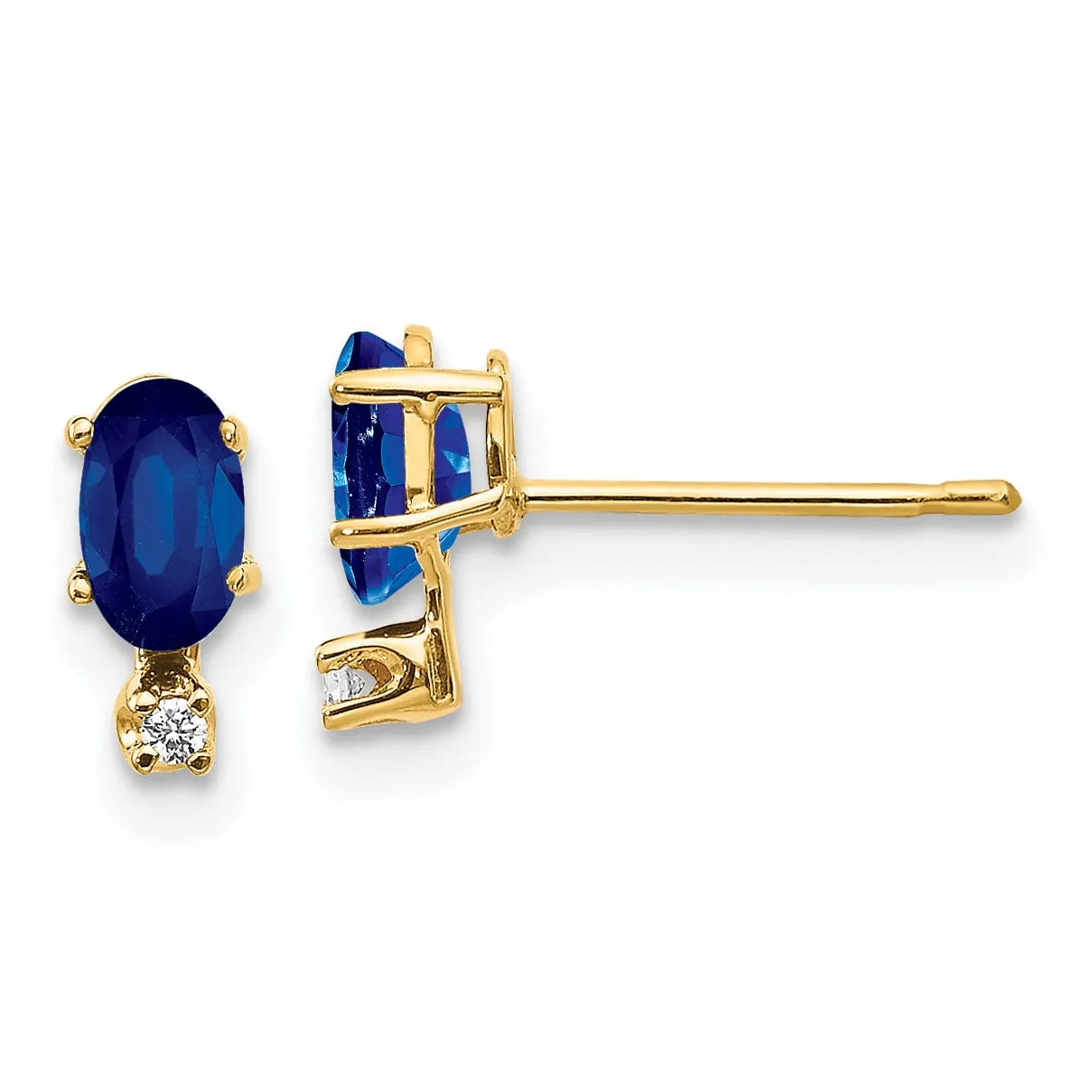 14k Yellow Gold Sapphire Birthstone Post Earrings