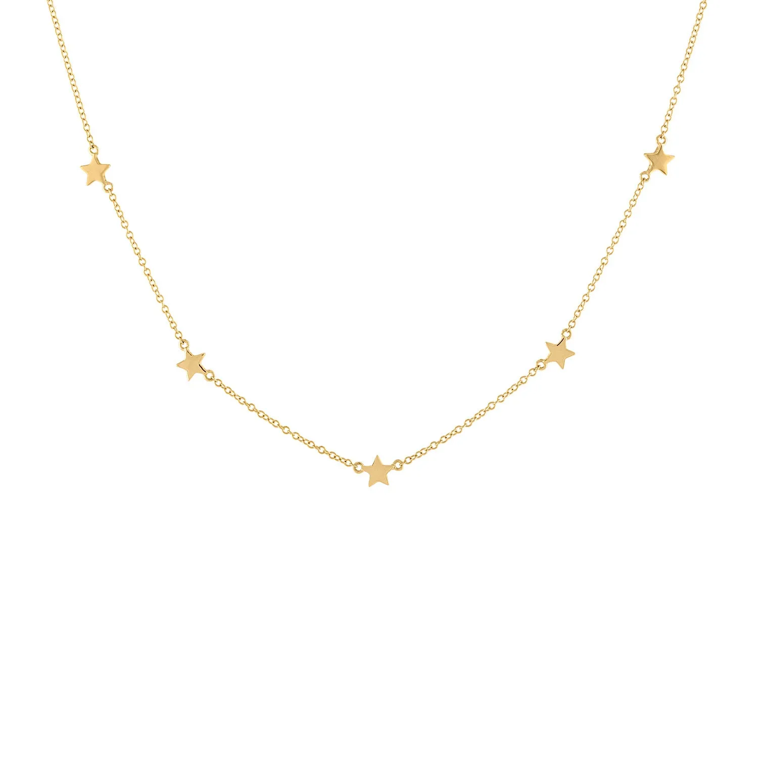 14KT GOLD PLAIN FIVE STAR NECKLACE