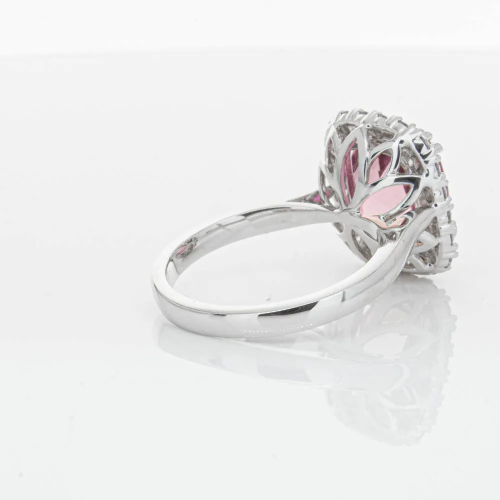 18ct White Gold Pink Tourmaline & Diamond Ring