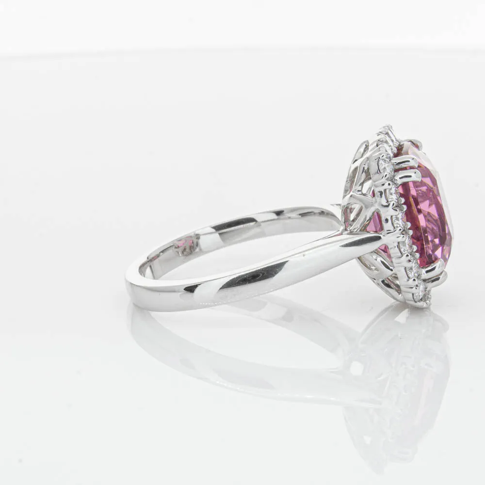 18ct White Gold Pink Tourmaline & Diamond Ring