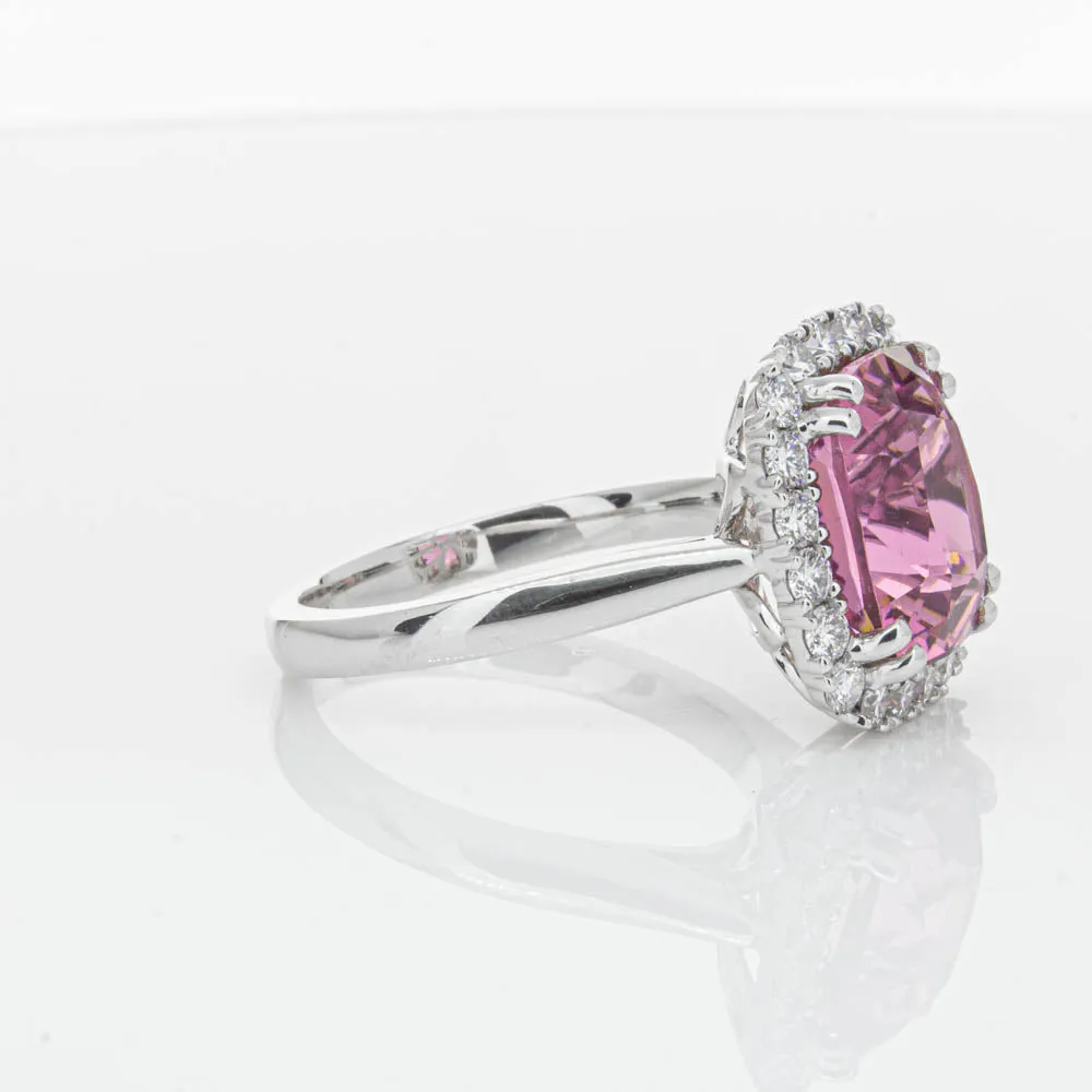 18ct White Gold Pink Tourmaline & Diamond Ring