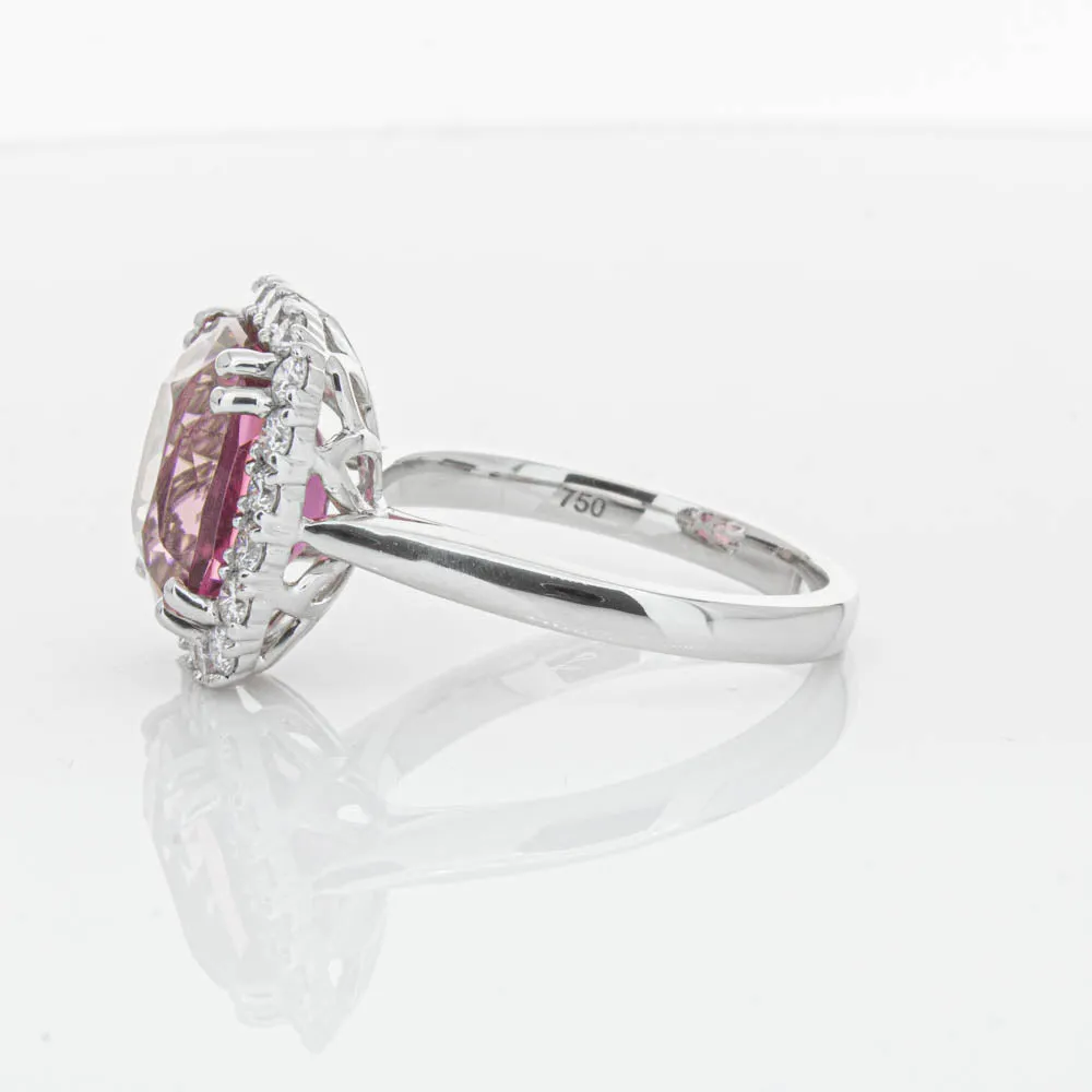 18ct White Gold Pink Tourmaline & Diamond Ring