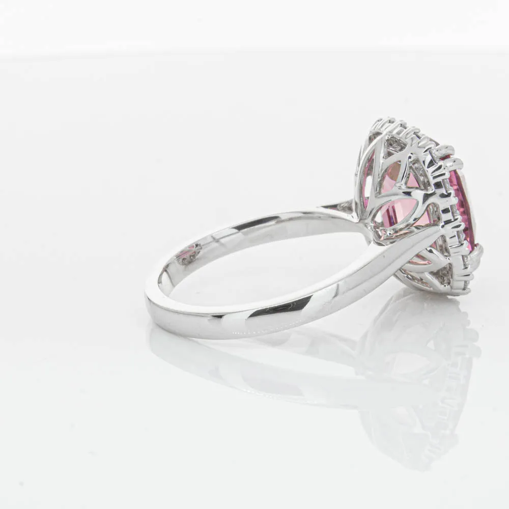 18ct White Gold Pink Tourmaline & Diamond Ring