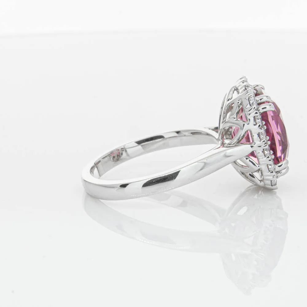 18ct White Gold Pink Tourmaline & Diamond Ring