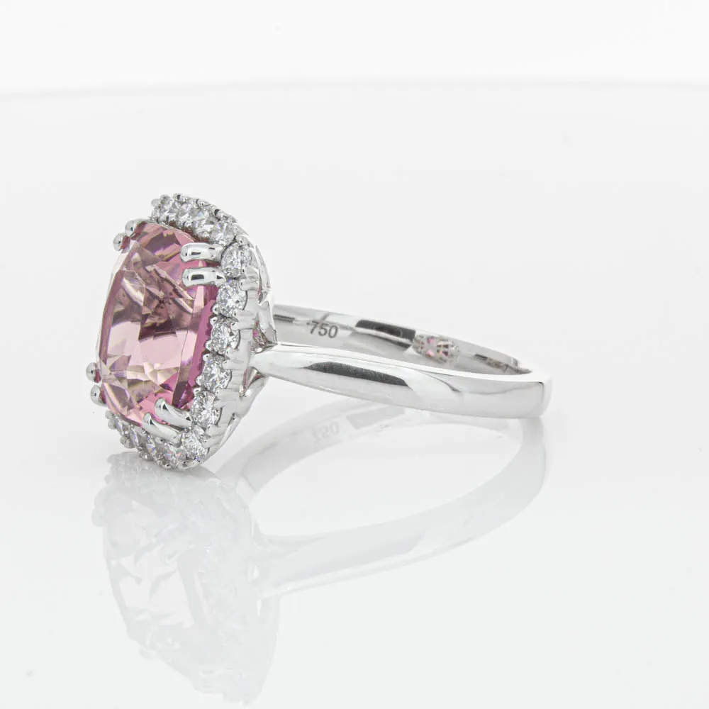 18ct White Gold Pink Tourmaline & Diamond Ring