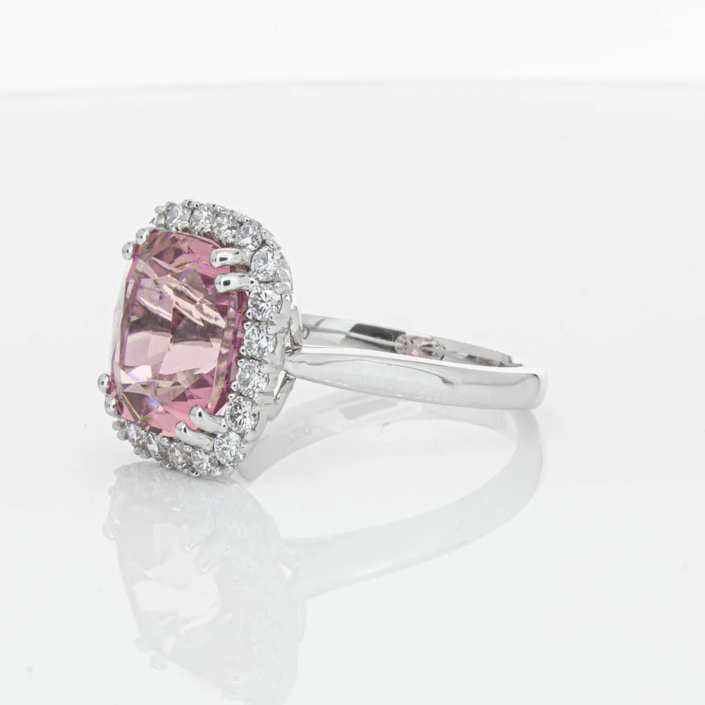 18ct White Gold Pink Tourmaline & Diamond Ring