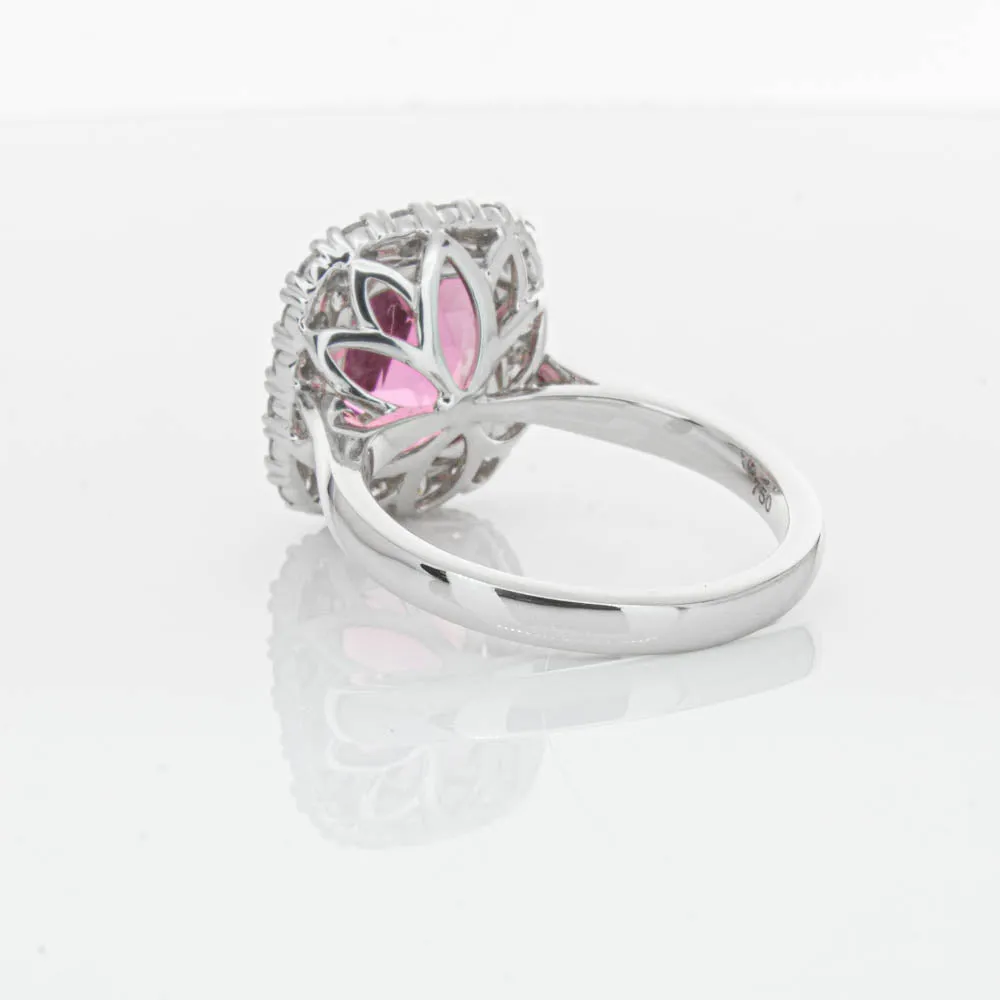 18ct White Gold Pink Tourmaline & Diamond Ring