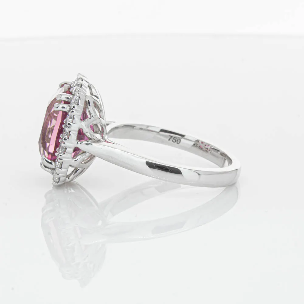 18ct White Gold Pink Tourmaline & Diamond Ring