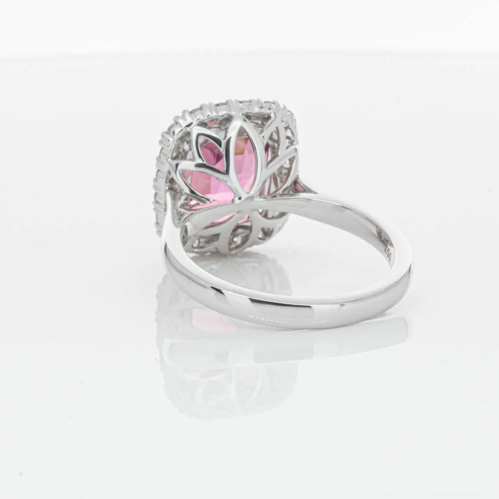 18ct White Gold Pink Tourmaline & Diamond Ring