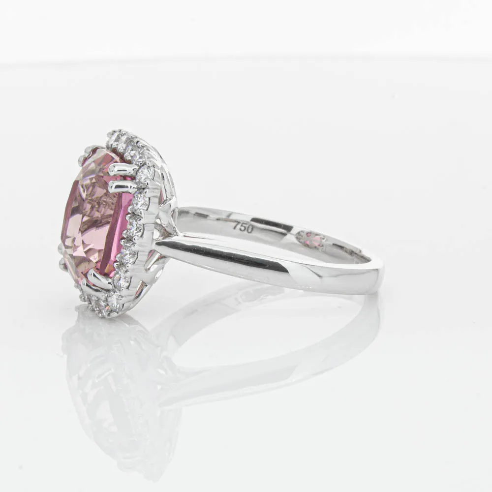 18ct White Gold Pink Tourmaline & Diamond Ring