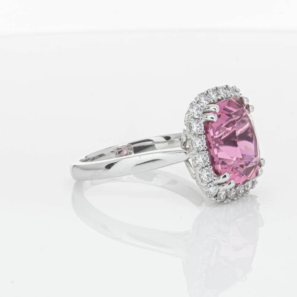 18ct White Gold Pink Tourmaline & Diamond Ring