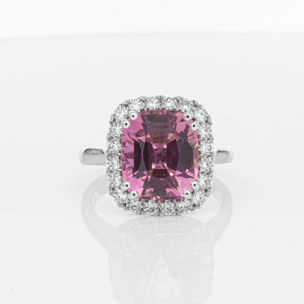 18ct White Gold Pink Tourmaline & Diamond Ring