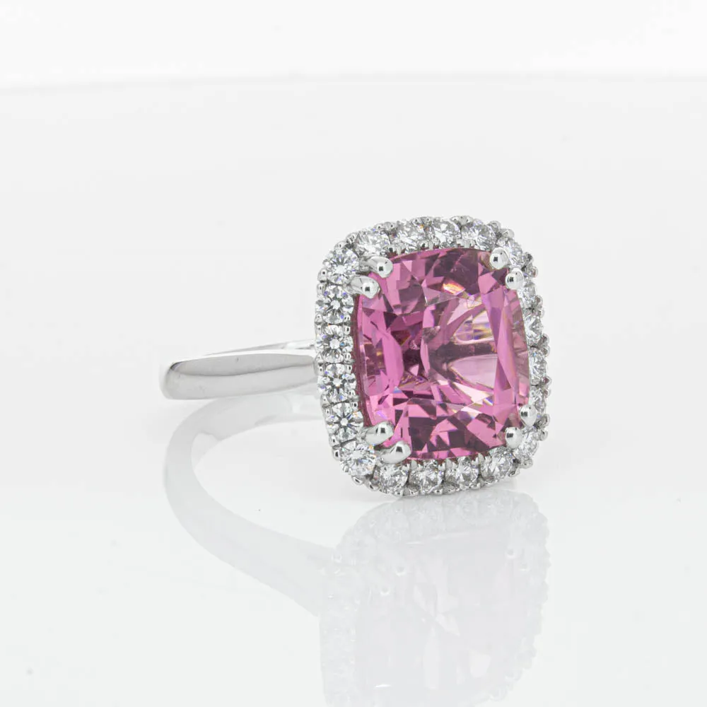 18ct White Gold Pink Tourmaline & Diamond Ring