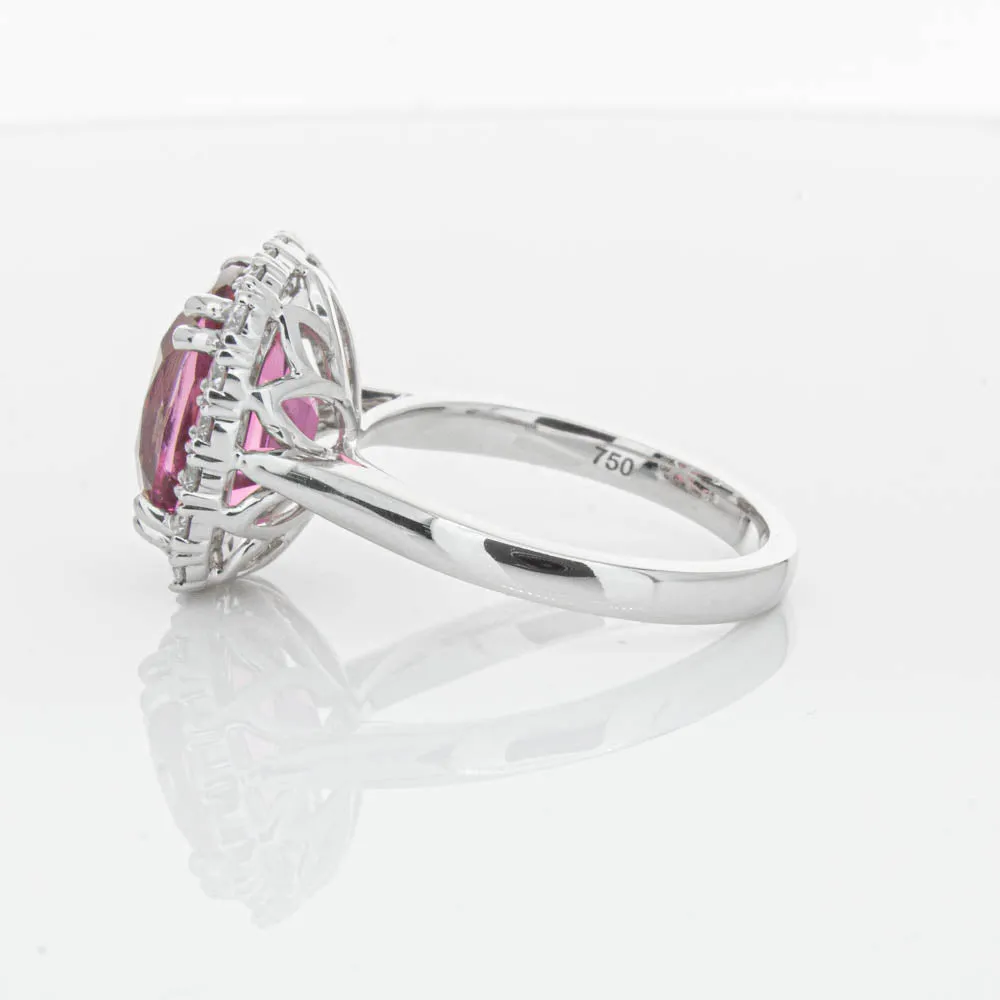 18ct White Gold Pink Tourmaline & Diamond Ring