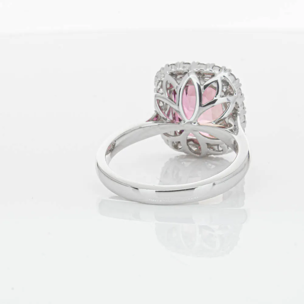 18ct White Gold Pink Tourmaline & Diamond Ring