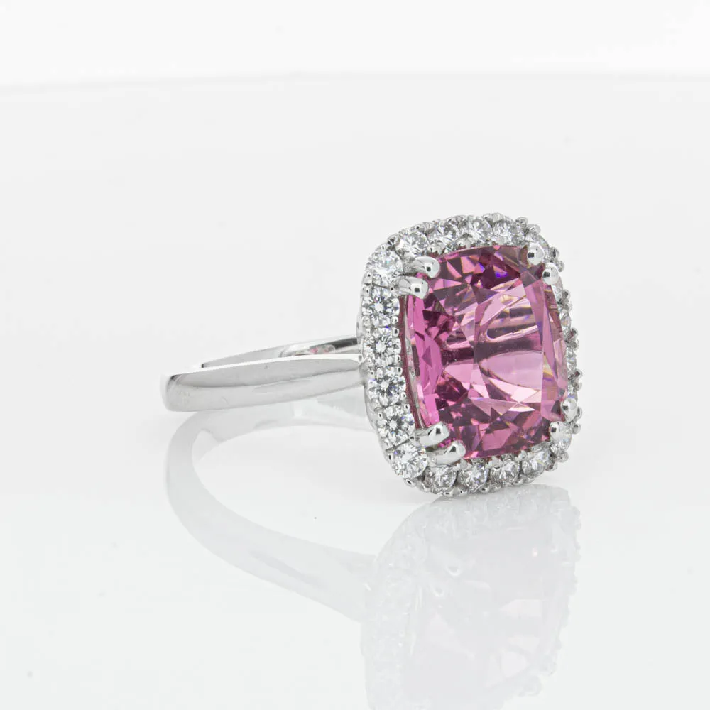 18ct White Gold Pink Tourmaline & Diamond Ring