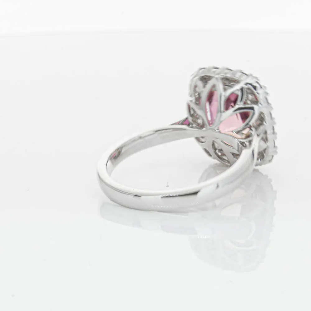 18ct White Gold Pink Tourmaline & Diamond Ring