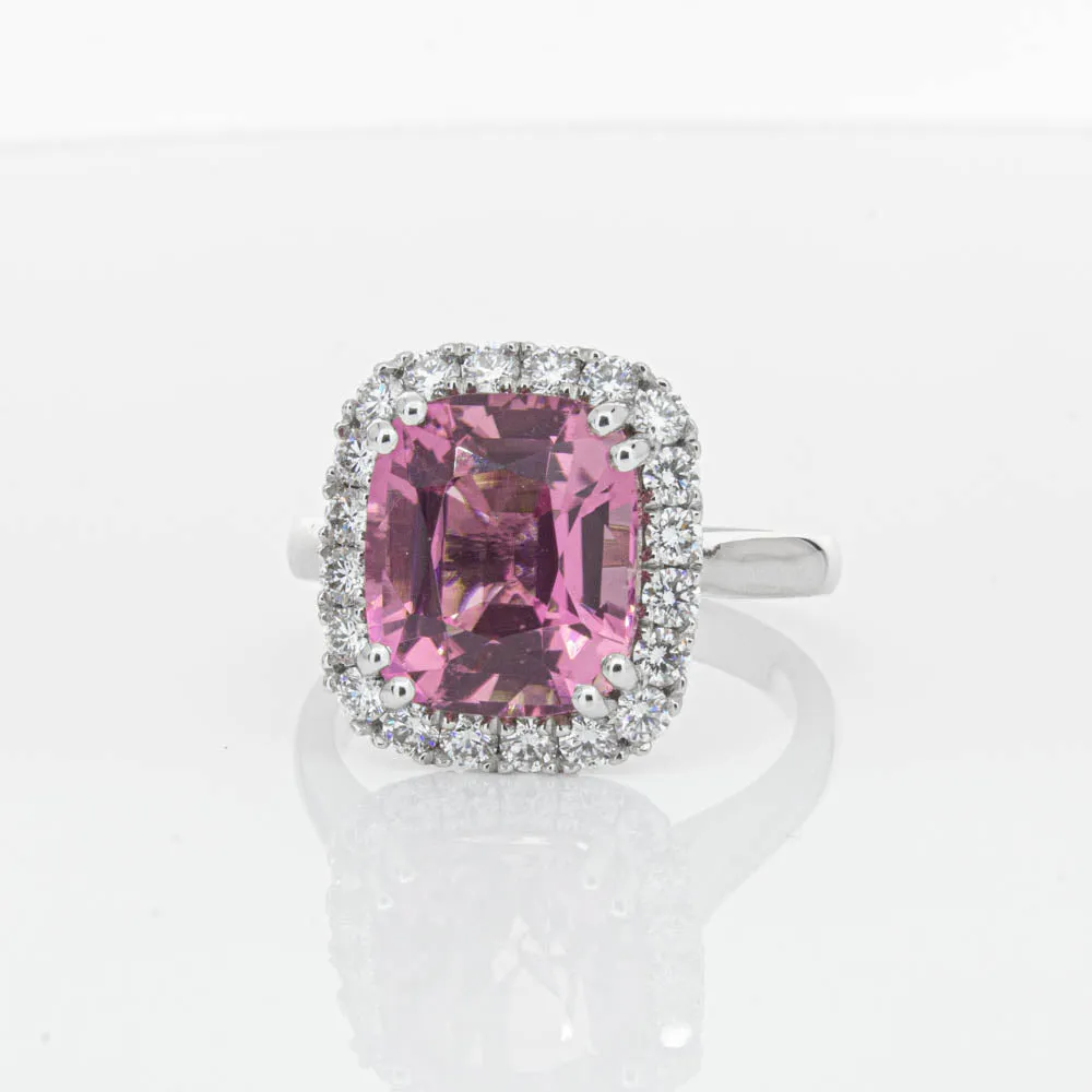 18ct White Gold Pink Tourmaline & Diamond Ring