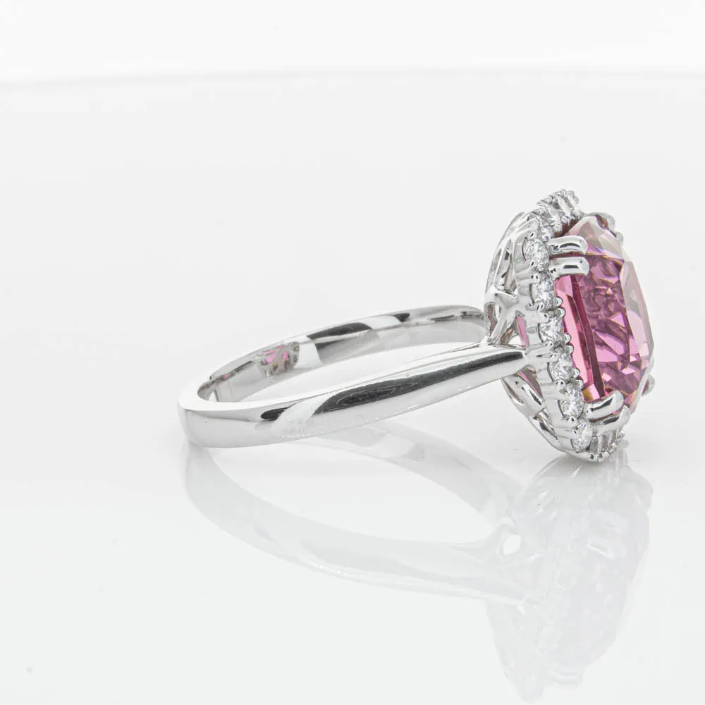 18ct White Gold Pink Tourmaline & Diamond Ring