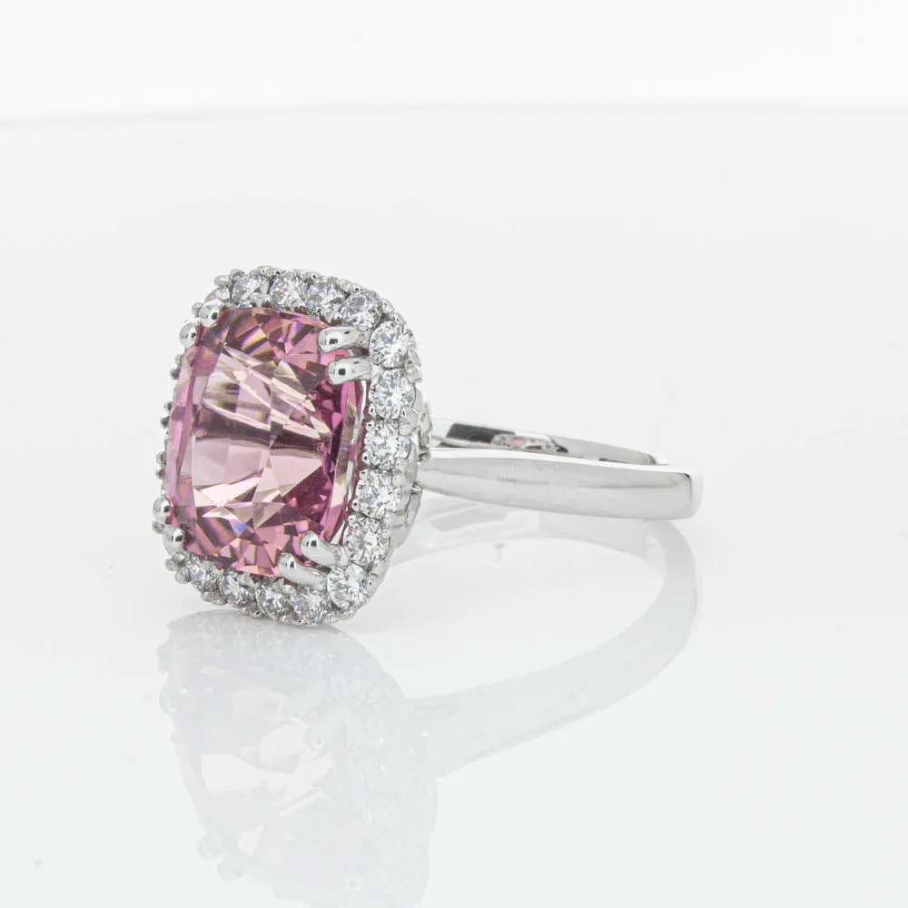 18ct White Gold Pink Tourmaline & Diamond Ring