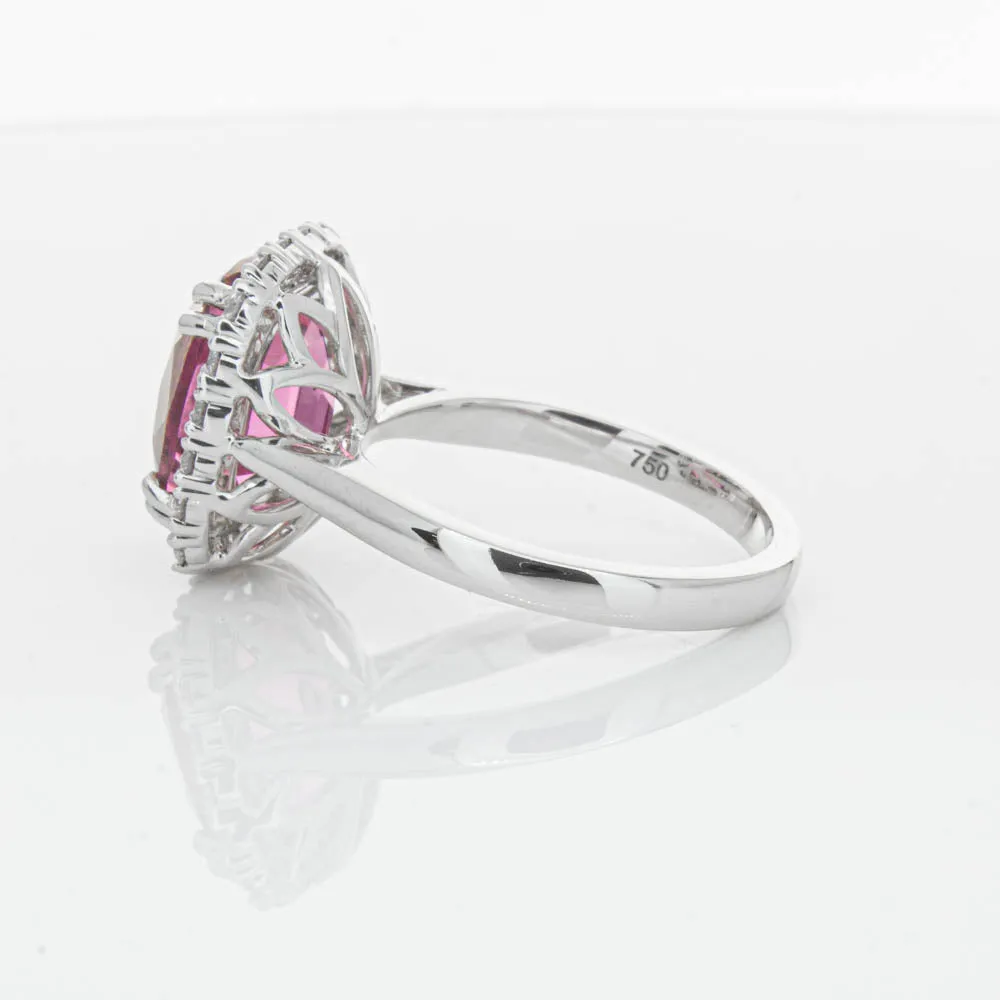 18ct White Gold Pink Tourmaline & Diamond Ring