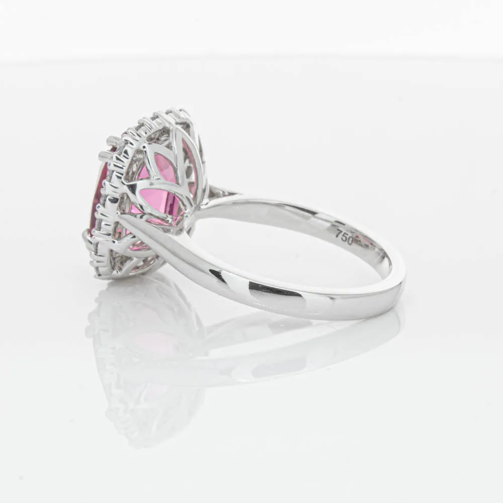 18ct White Gold Pink Tourmaline & Diamond Ring