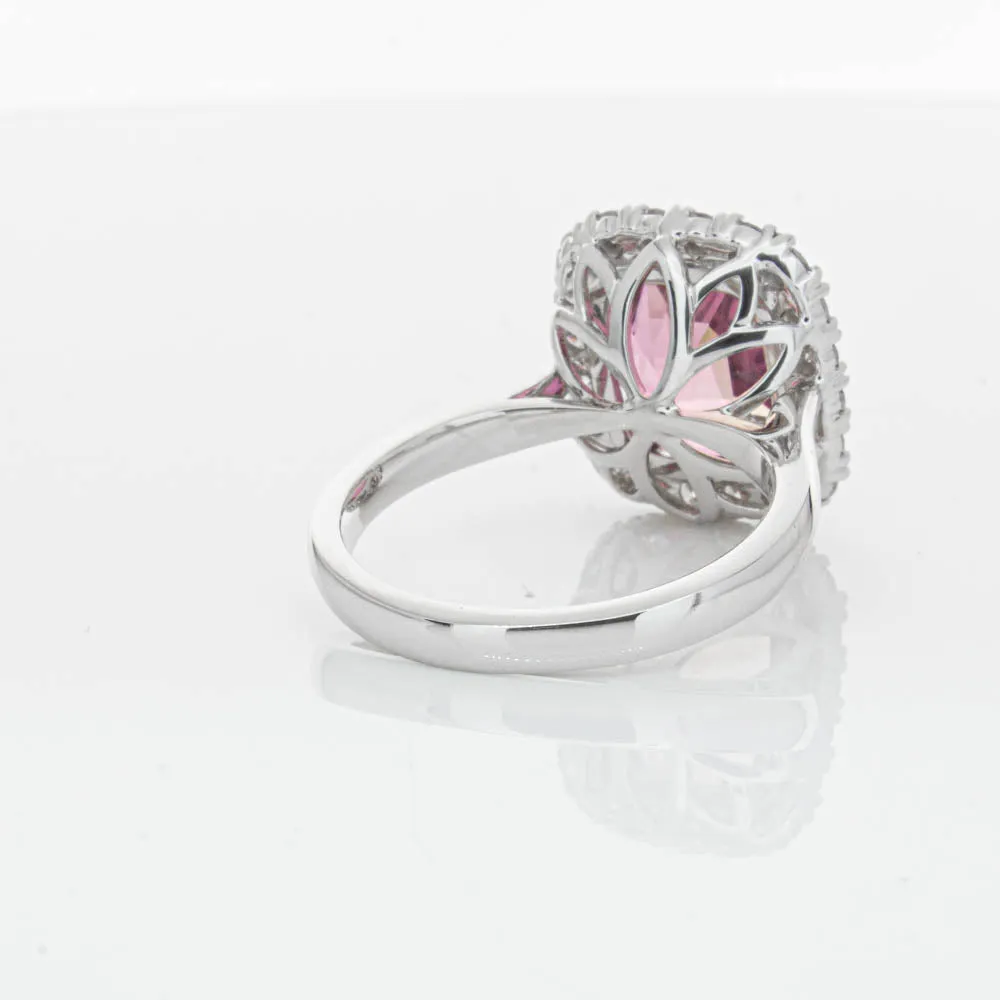 18ct White Gold Pink Tourmaline & Diamond Ring