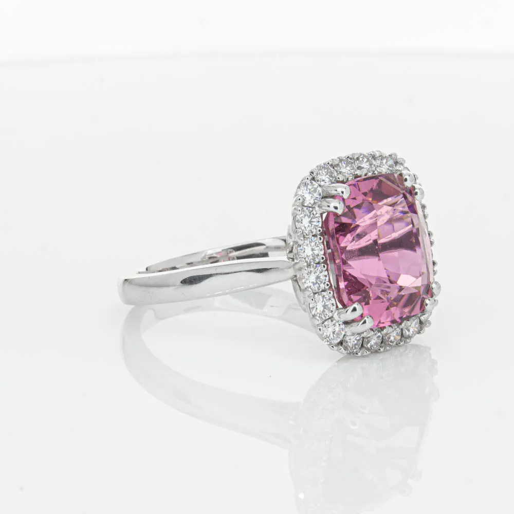 18ct White Gold Pink Tourmaline & Diamond Ring