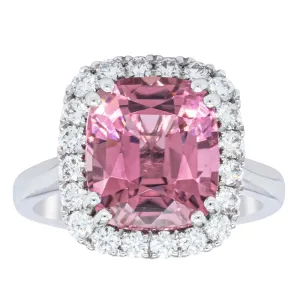 18ct White Gold Pink Tourmaline & Diamond Ring